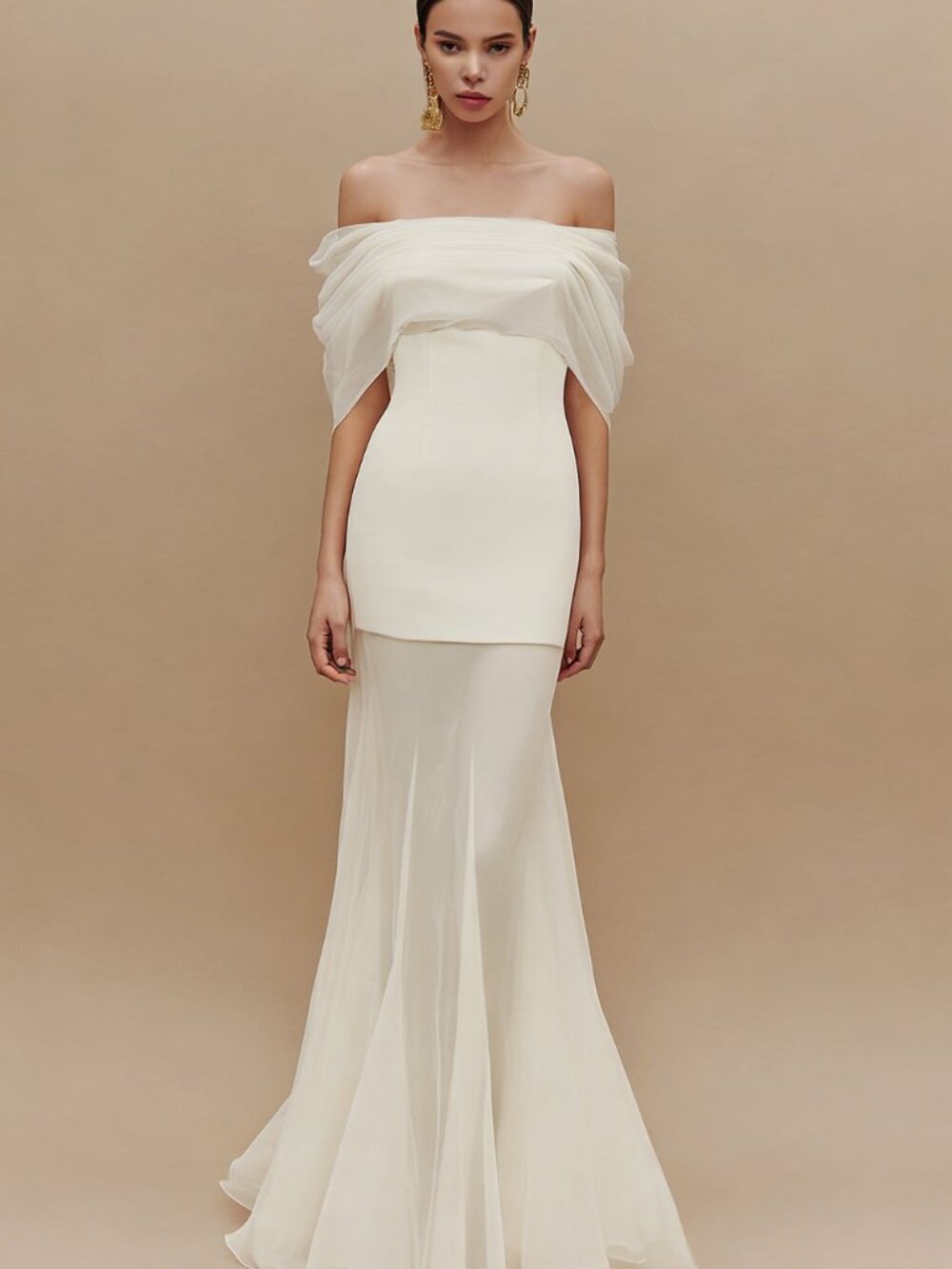 New- Soft White off the shoulder long Engagement/Wedding Dress